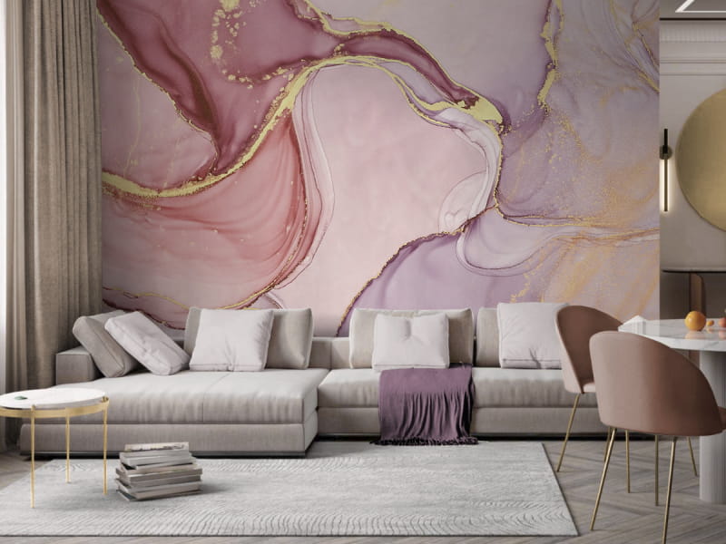 Fototapeta Różowe morze we wnętrzu salonu