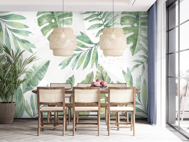 Fototapeta Piękne liście we wnętrzu kuchni