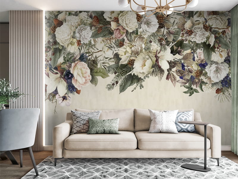 Fototapeta Kolorowy bukiet we wnętrzu salonu