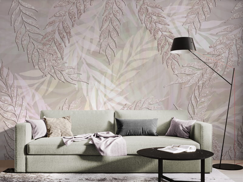 Fototapeta Delikatne puszyste liście we wnętrzu salonu