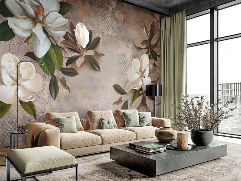 Fototapeta Południowa magnolia we wnętrzu salonu