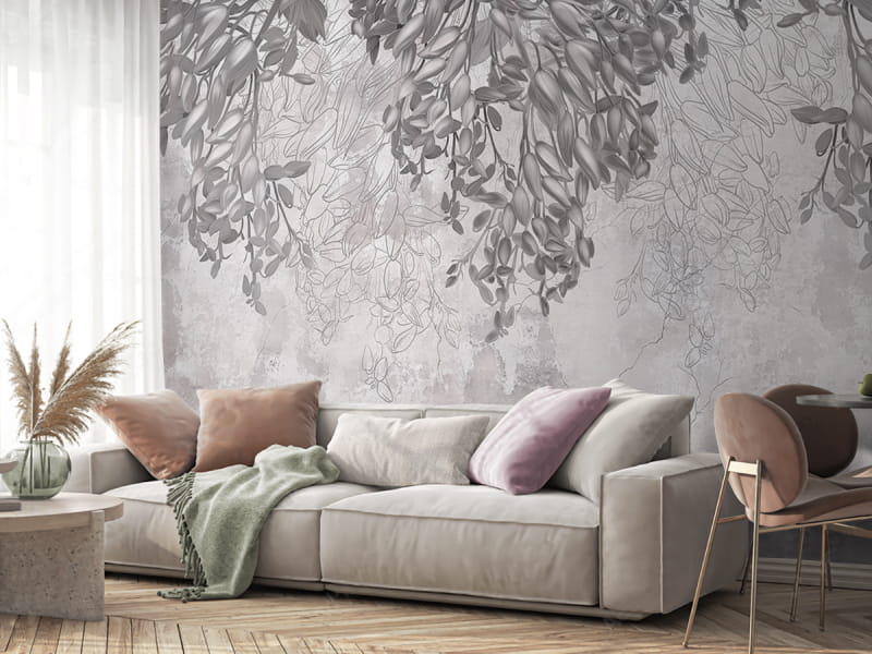 Fototapeta Malowane kwiaty we wnętrzu salonu