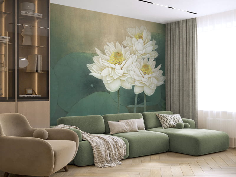 Fototapeta Chiński lotos we wnętrzu salonu