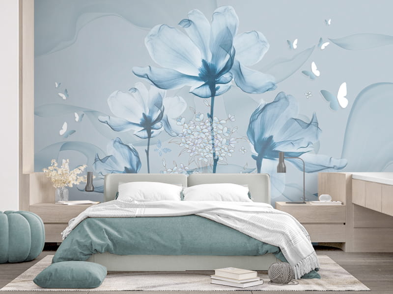 Fototapeta Kwiaty świtu we wnętrzu sypialni