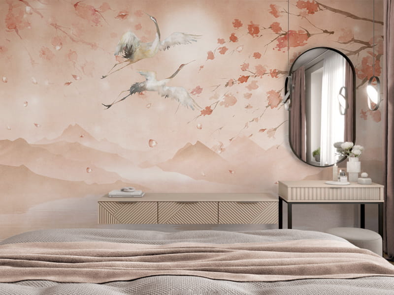 Fototapeta Piękna jesień we wnętrzu sypialni