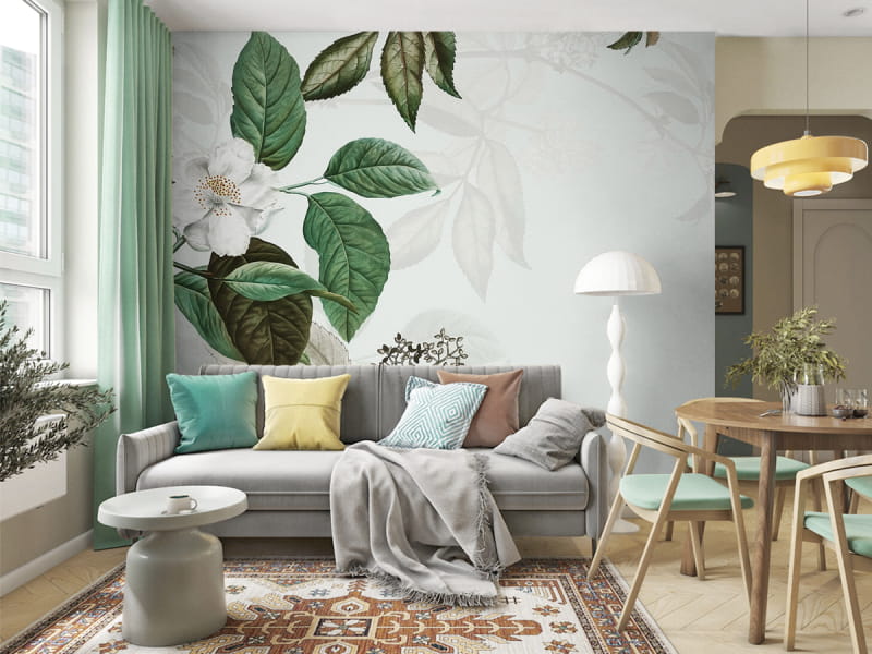 Fototapeta Kwitnąca dzika róża we wnętrzu salonu