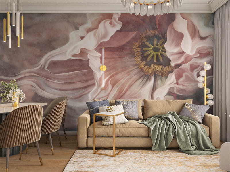 Fototapeta Tulipan, rysunek we wnętrzu salonu