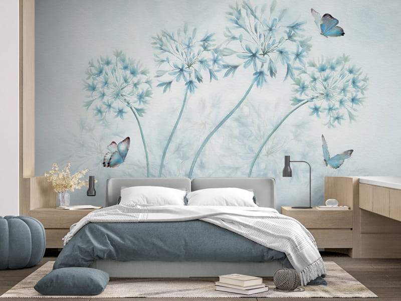 Fototapeta Kwitnący allium we wnętrzu sypialni