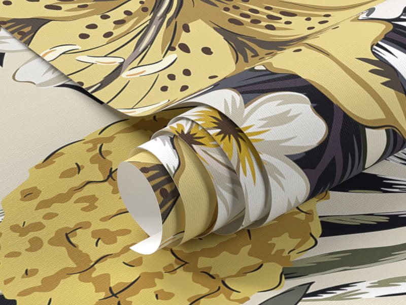 Fototapeta Żółte tropikalne kwiaty fragment #1