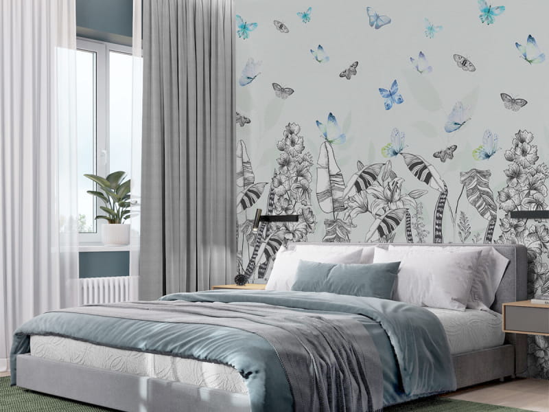 Fototapeta Ogród motyli we wnętrzu sypialni
