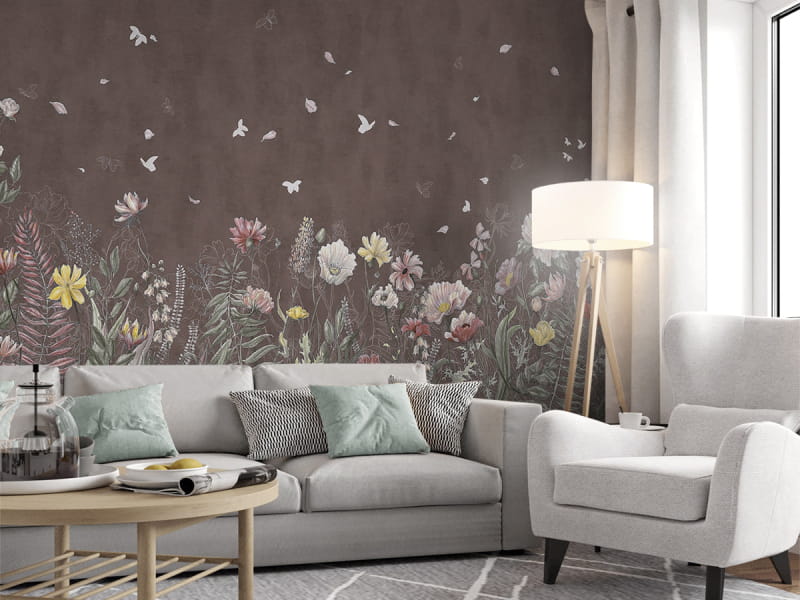 Fototapeta Pole polnych kwiatów we wnętrzu salonu