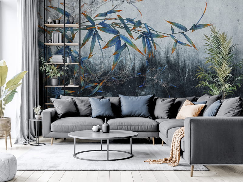 Fototapeta Bambus, rysunek we wnętrzu salonu