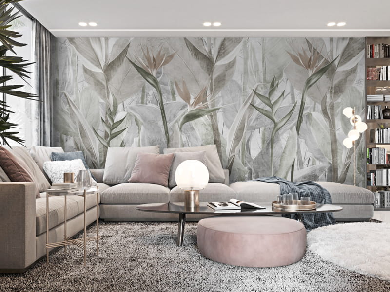 Fototapeta Piękne egzotyczne rośliny we wnętrzu salonu