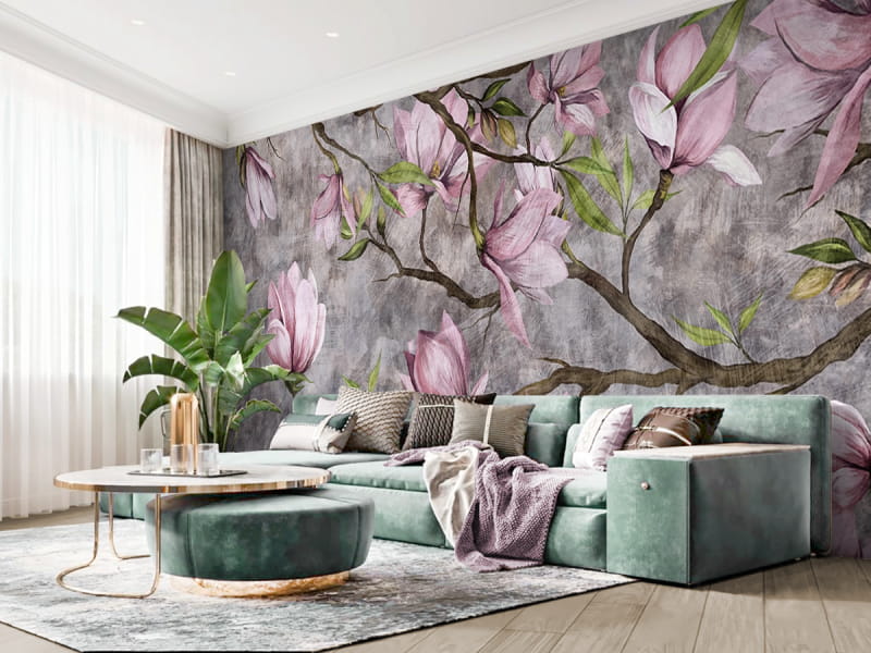 Fototapeta Wiosenna magnolia we wnętrzu salonu