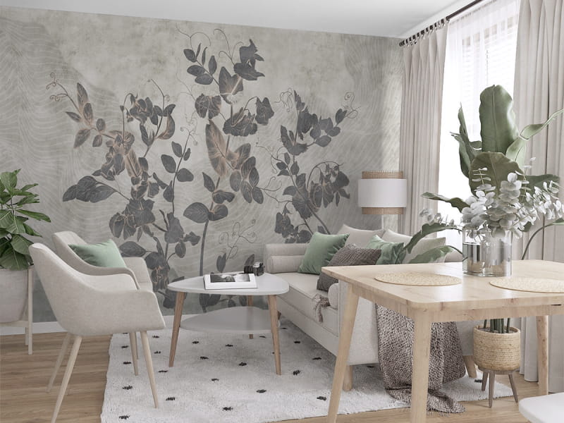 Fototapeta Kwitnący groszek we wnętrzu salonu