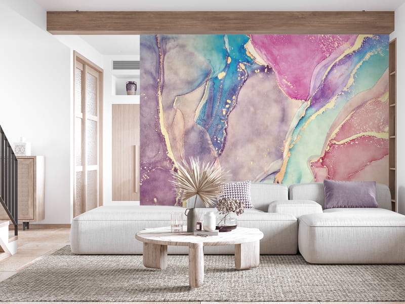 Fototapeta Akwarela tęczy we wnętrzu salonu