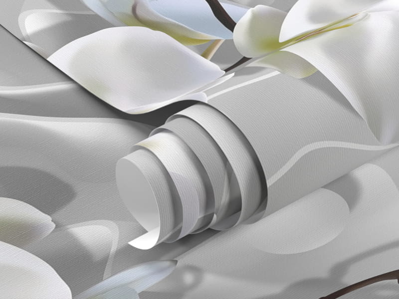 Fototapeta Biała orchidea 3D fragment #1