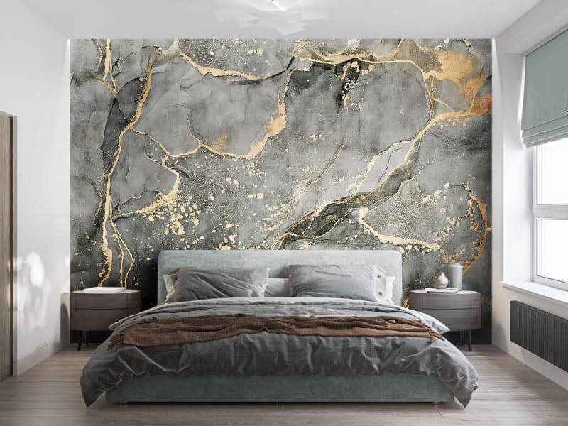 Fototapeta Fluid szary we wnętrzu sypialni