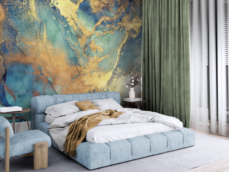 Fototapeta Zorza polarna, płynna sztuka we wnętrzu sypialni