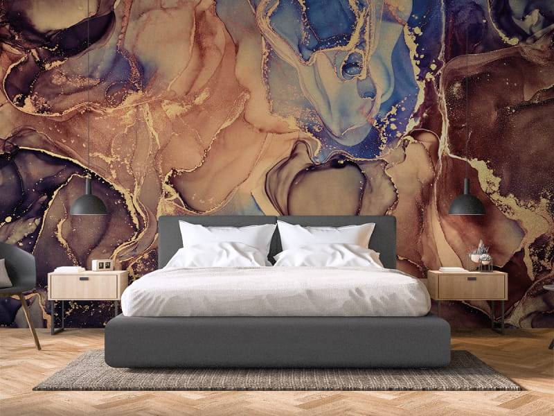 Fototapeta Magiczna płynna sztuka we wnętrzu sypialni