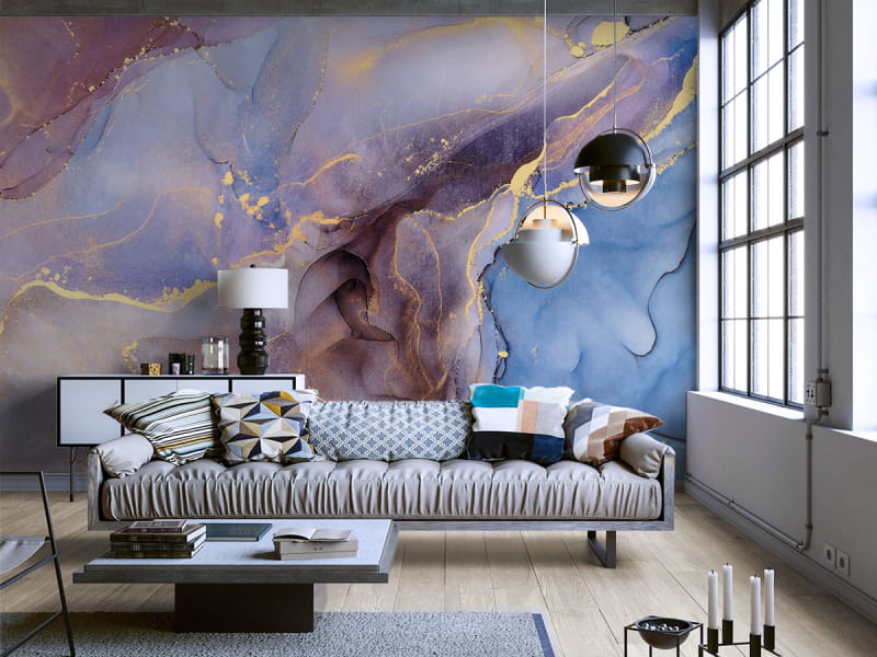 Fototapeta Akwarela kosmiczna we wnętrzu salonu