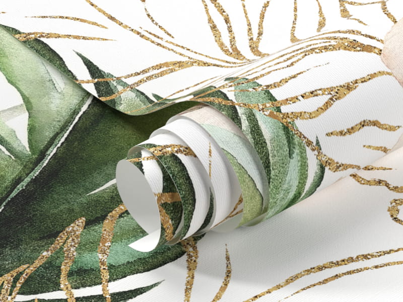 Fototapeta Zielone liście, akwarela fragment #1