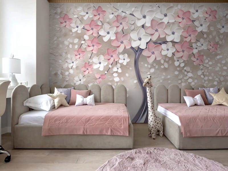 Fototapeta Lekkie drzewo 3D we wnętrzu pokoju dziecka