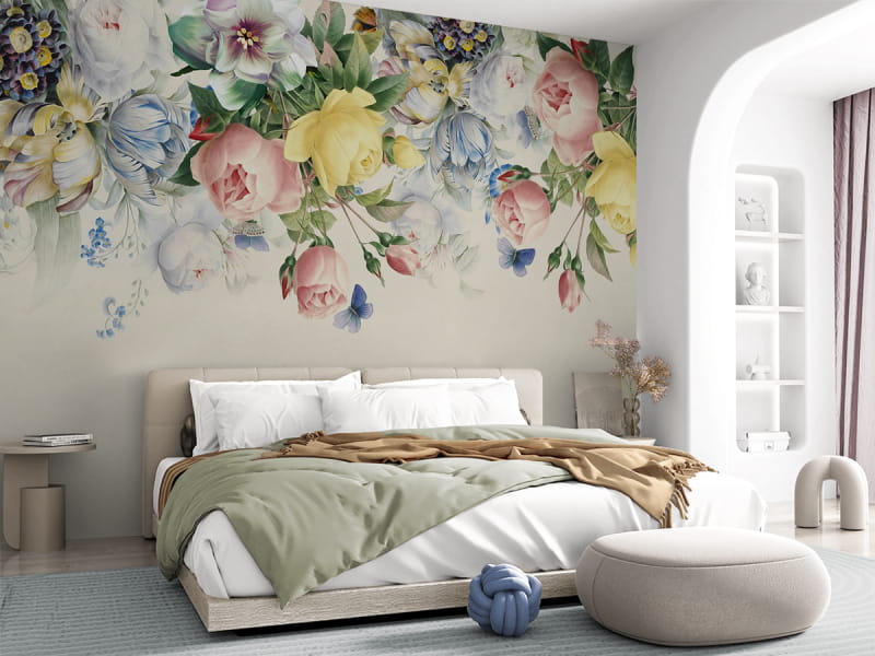 Fototapeta Ogrody kwitnące wiosną we wnętrzu sypialni