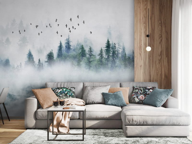 Fototapeta Mglisty las sosnowy we wnętrzu salonu