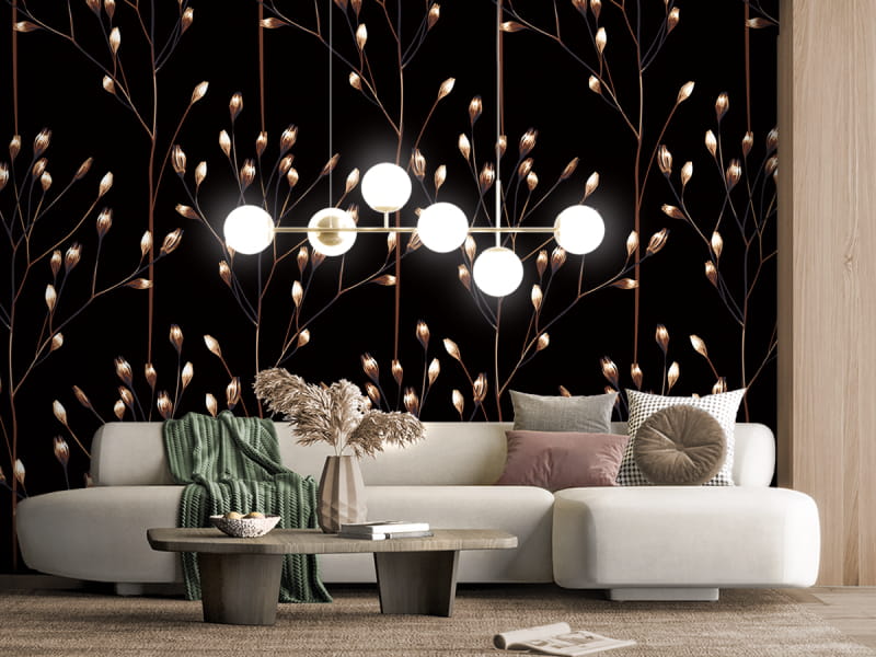 Fototapeta Delikatne kwiaty łąki we wnętrzu salonu