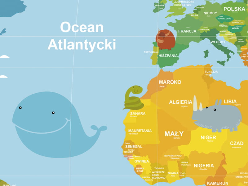 Fototapeta Mapa świata na niebieskim tle fragment # 1