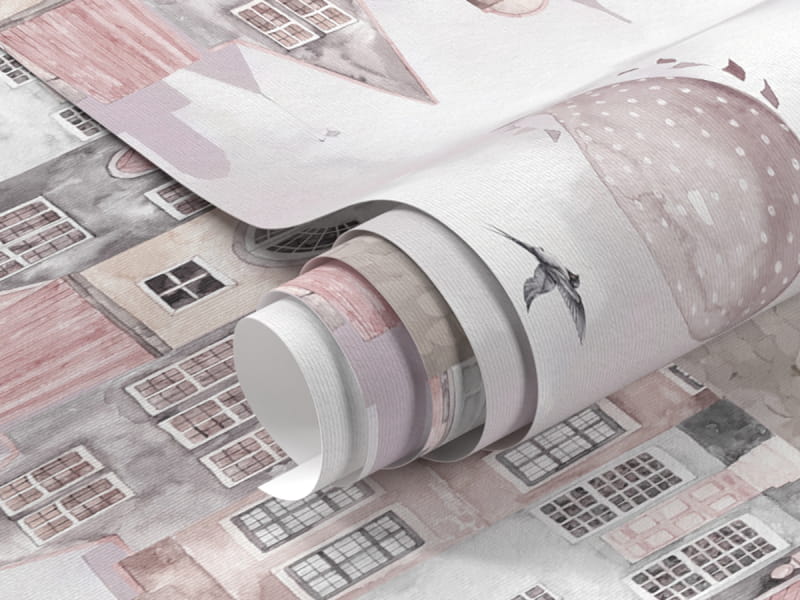 Fototapeta Bajkowe różowe domki fragment #1