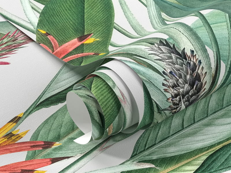 Fototapeta Jasne tropikalne liście na jasnym tle fragment #1