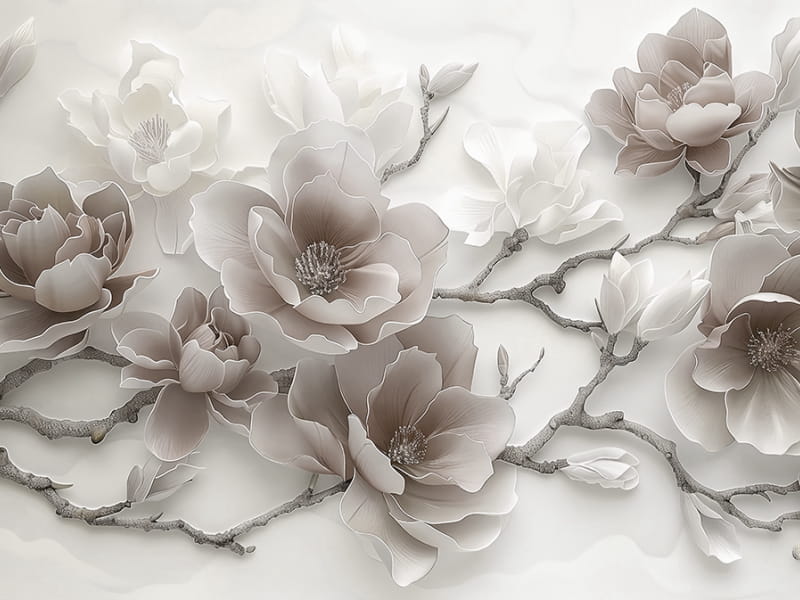 Fototapeta Delikatne kwiaty magnolii 3D