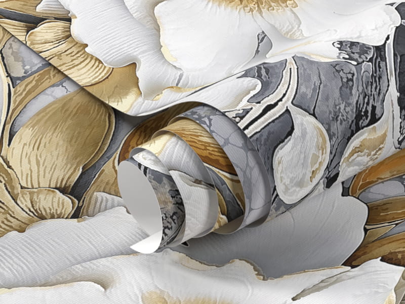 Fototapeta Kwiaty na szarym marmurze 3D fragment #1