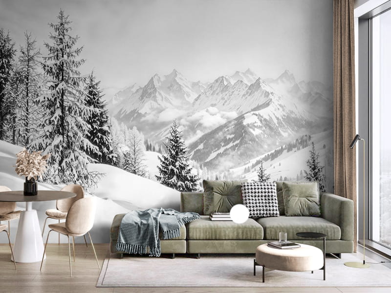 Fototapeta Zima w górach we wnętrzu salonu
