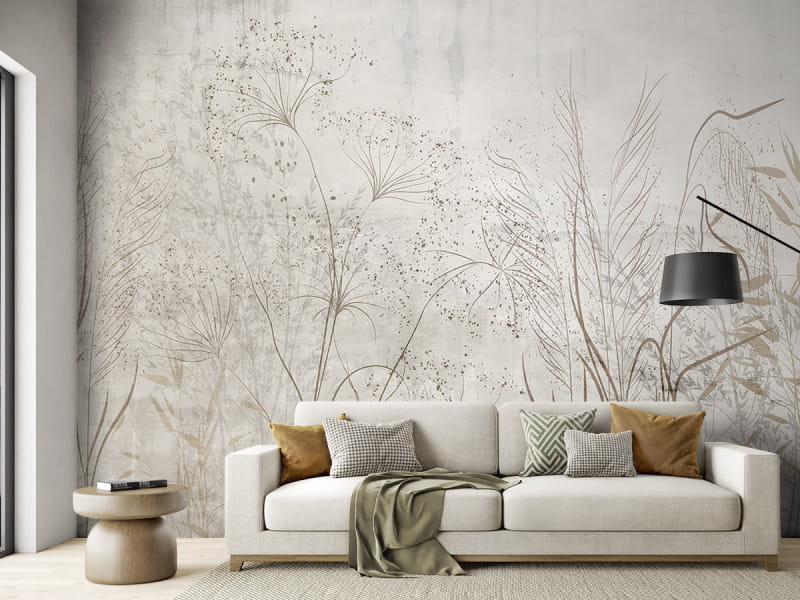 Fototapeta Beżowe kwiaty polne we wnętrzu salonu