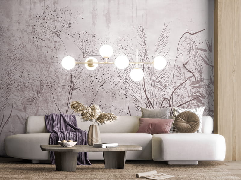 Fototapeta Subtelne polne kwiaty we wnętrzu salonu