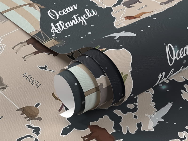 Fototapeta Mapa świata zwierząt w języku polskim fragment #1