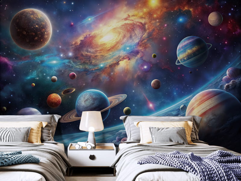 Fototapeta Jasny układ słoneczny we wnętrzu pokoju nastolatka