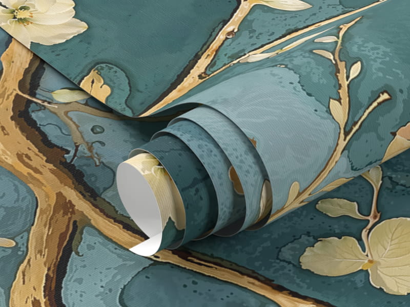 Fototapeta Kwitnąca gałąź na zielonym tle fragment #1