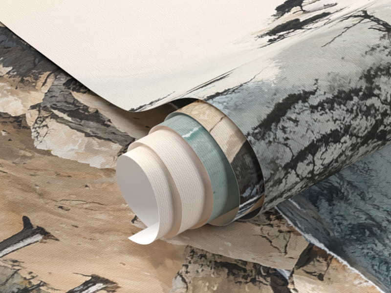 Fototapeta Rzeka wśród gór, akwarela fragment #1