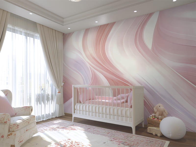Fototapeta Różowa abstrakcja we wnętrzu pokoju dziecka