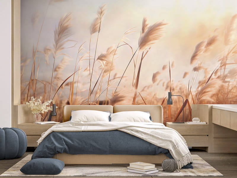Fototapeta Słoneczne kłoski we wnętrzu sypialni