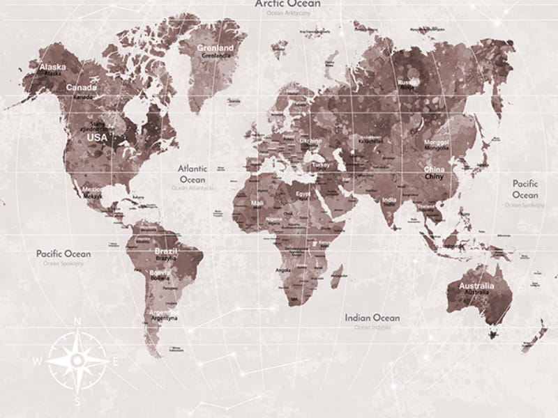Fototapeta Mapa świata w odcieniach brązu