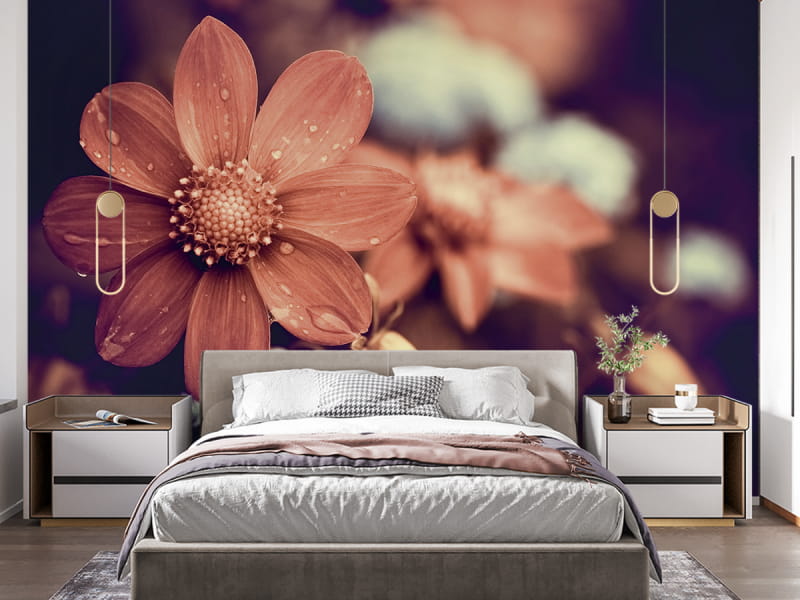 Fototapeta Jesienny kwiat we wnętrzu sypialni