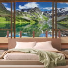 Miniatura fototapety Górskie Jezioro we wnętrzu sypialni