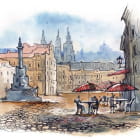 Miniatura fototapety Miasto Praga, rysunek