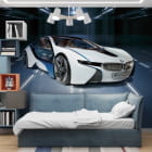 Miniatura fototapety Samochód BMW we wnętrzu pokoju nastolatka