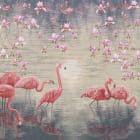 Miniatura fototapety Flamingi w jeziorze